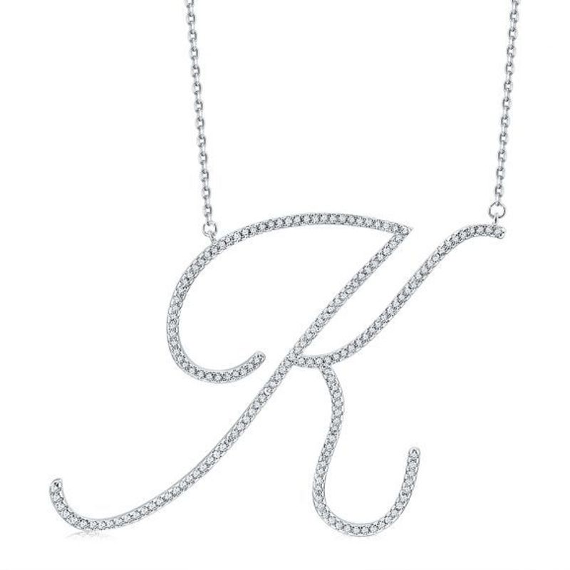 שרשרת אות משובצת מכסף אמיתי 925 K