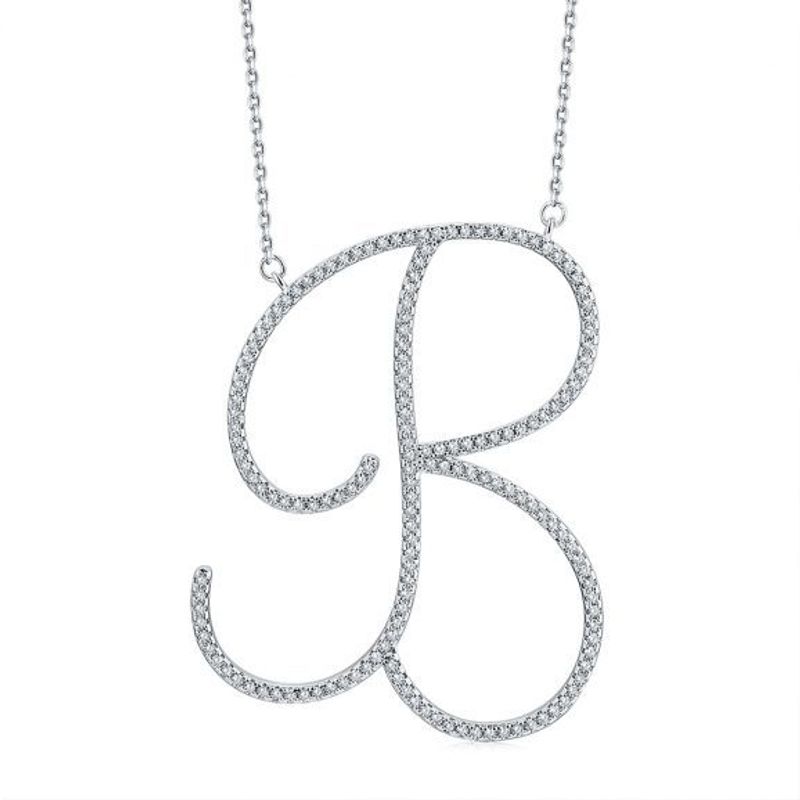 שרשרת אות משובצת מכסף אמיתי 925 B