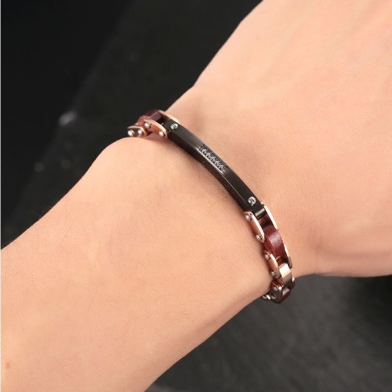 צמיד חוליות בשילוב עץ לחריטה