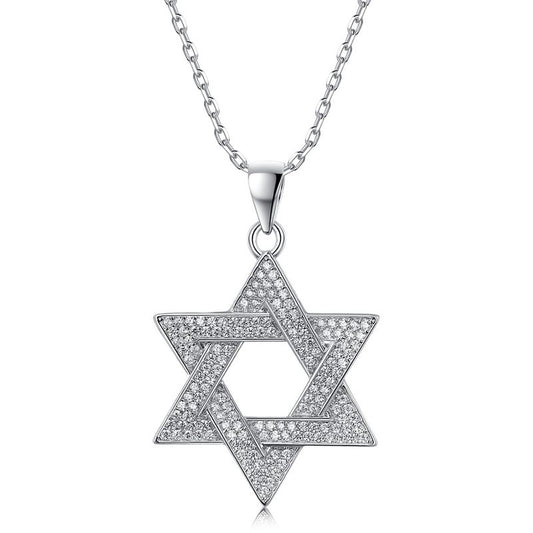 תליון מגן דוד כסף אמיתי 925 שיבוץ שקוף