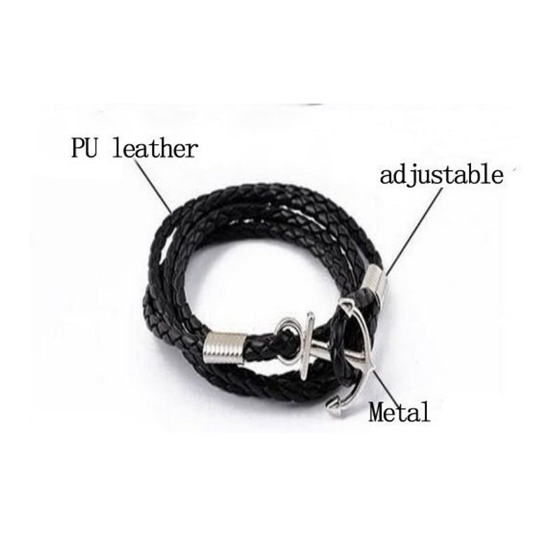 צמיד עור עוגן לגבר