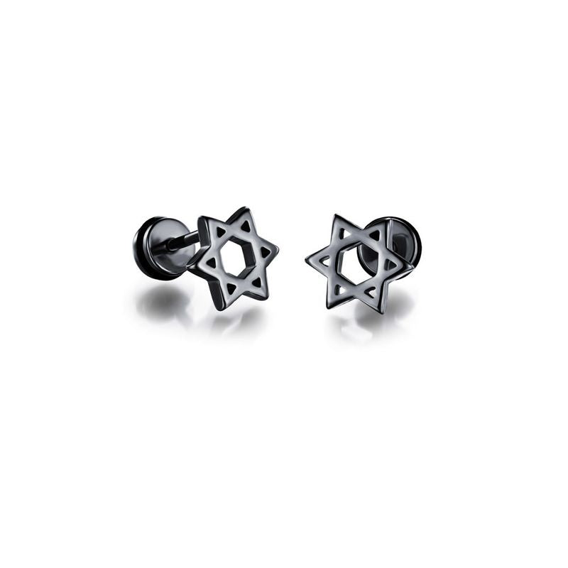 עגילי מגן דוד צמודים מושחרים