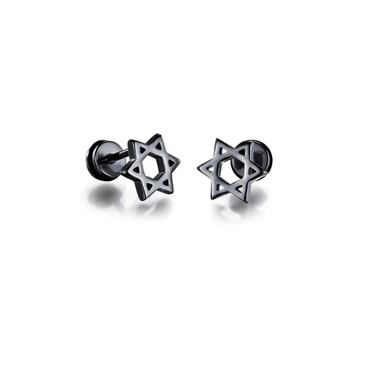 עגילי מגן דוד צמודים מושחרים