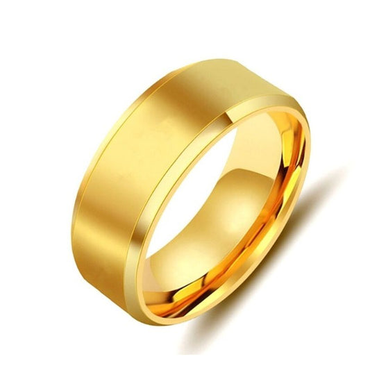 טבעת חלקה פלדת אל חלד ציפוי זהב 18K לחריטה פנימית וחיצונית