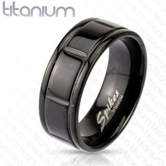 טבעת טיטניום שחורה לגבר לחריטה