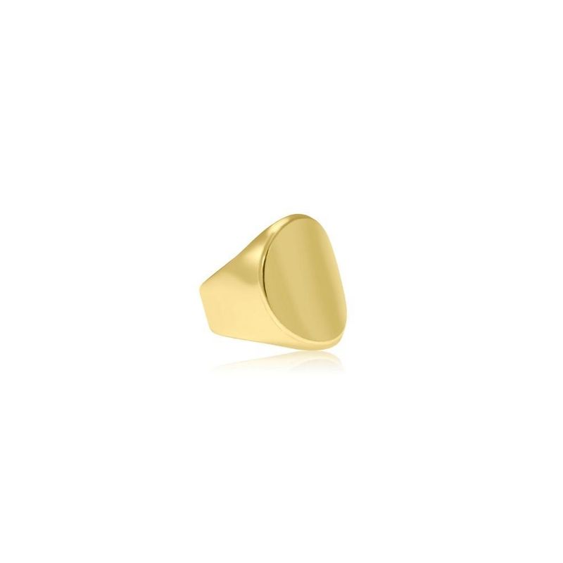 טבעת חותם חלקה מתכווננת עשויה מציפוי זהב לחריטה