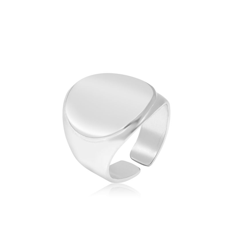 טבעת מתכווננת עשויה כסף אמיתי 925 מעוצבת בצורת חותם לחריטה