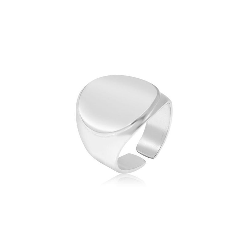 טבעת מתכווננת עשויה כסף אמיתי 925 מעוצבת בצורת חותם לחריטה