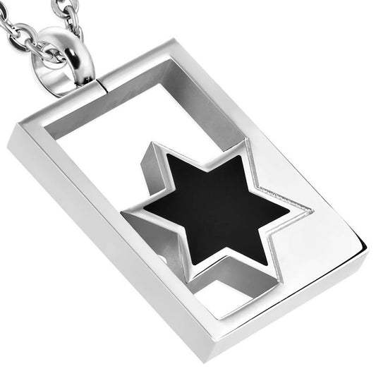 תליון מגן דוד עם מסגרת מפלדת אל חלד