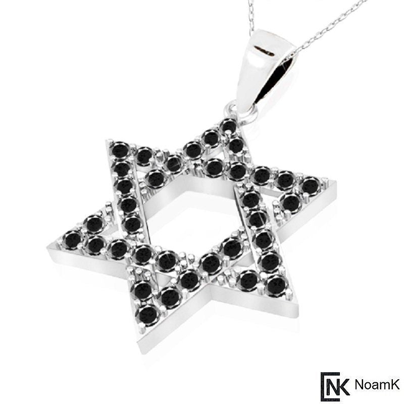 תליון מגן דוד שיבוץ שחור