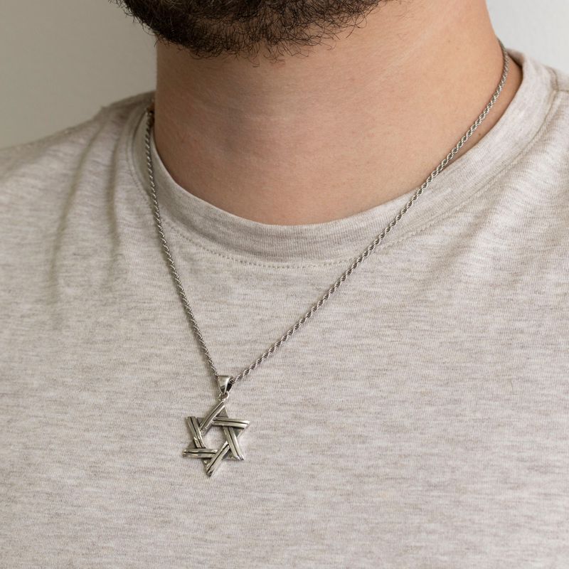 תליון כסף אמיתי 925 מגן דוד גדול מעוצב