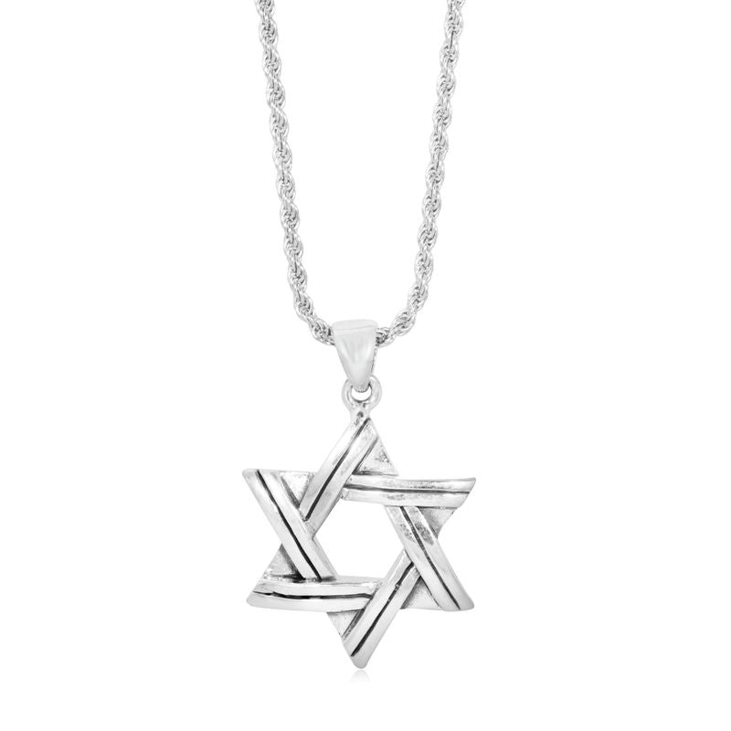 תליון כסף אמיתי 925 מגן דוד גדול מעוצב