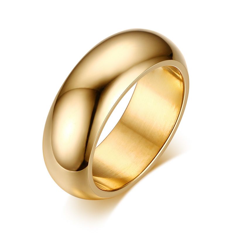 טבעת פלדת אל חלד חלקה צבע זהב לחריטה