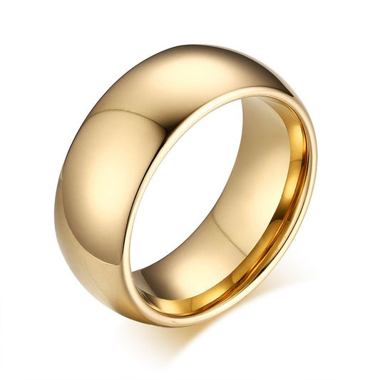 טבעת טונגסטן חלקה צבע זהב עם אופציה לחריטה